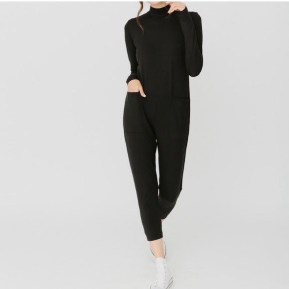 Smash + Tess Pants - Smash + Tess Audrey Romper Black Bamboo Blend Jumpsuit Large Loungewear Pockets